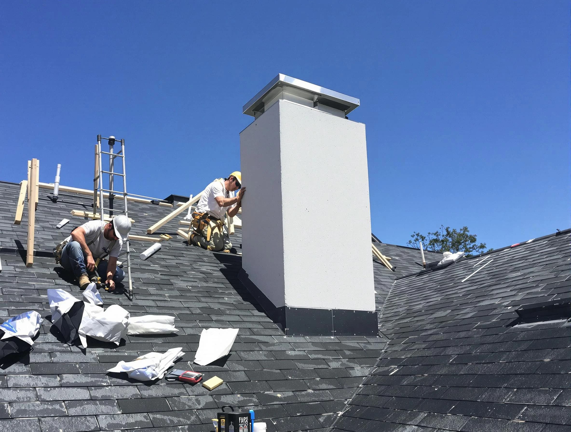 Heber Chimney Sweep crew installing a new chimney in Heber, UT
