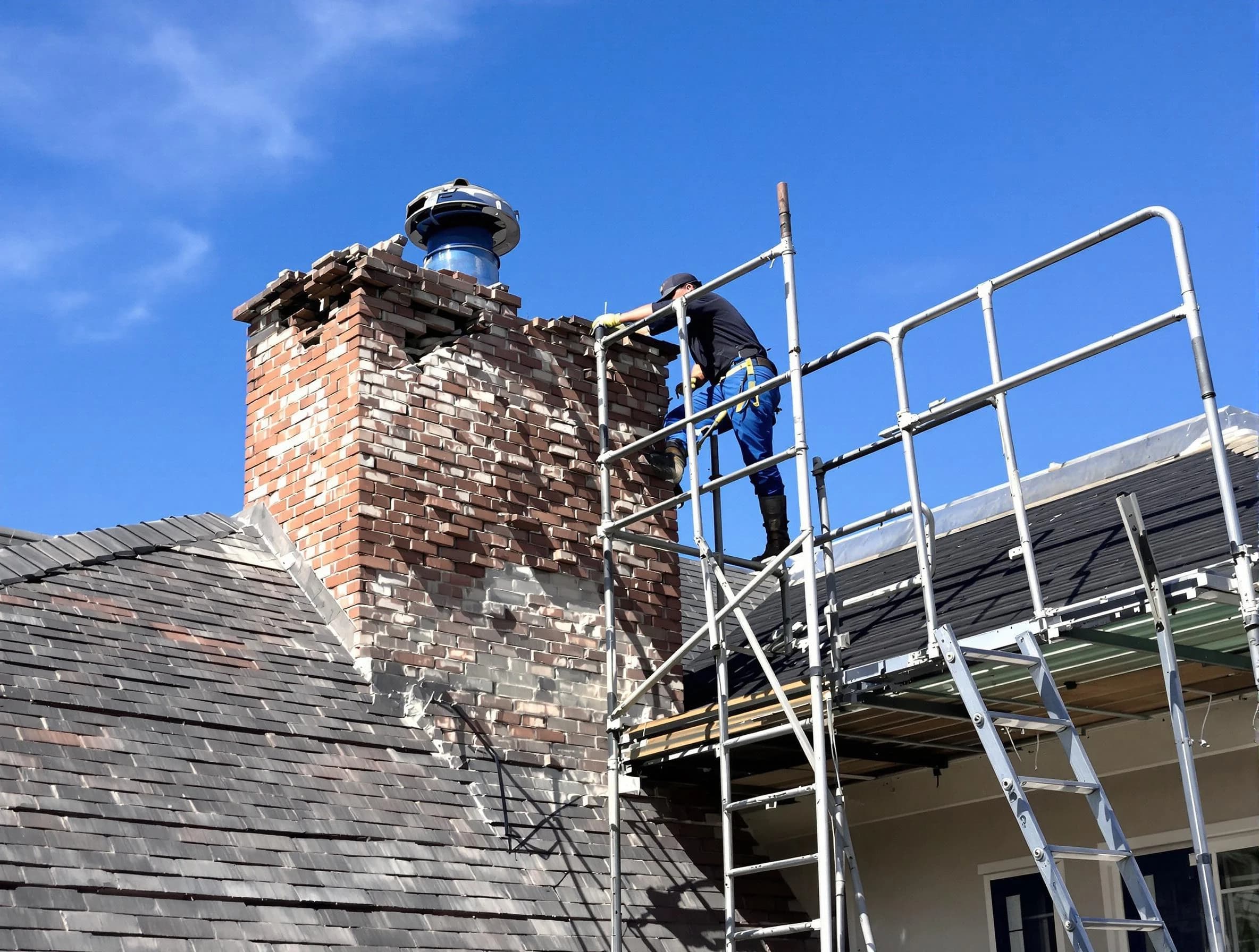 Rebuilding a chimney structure by Heber Chimney Sweep in Heber, UT