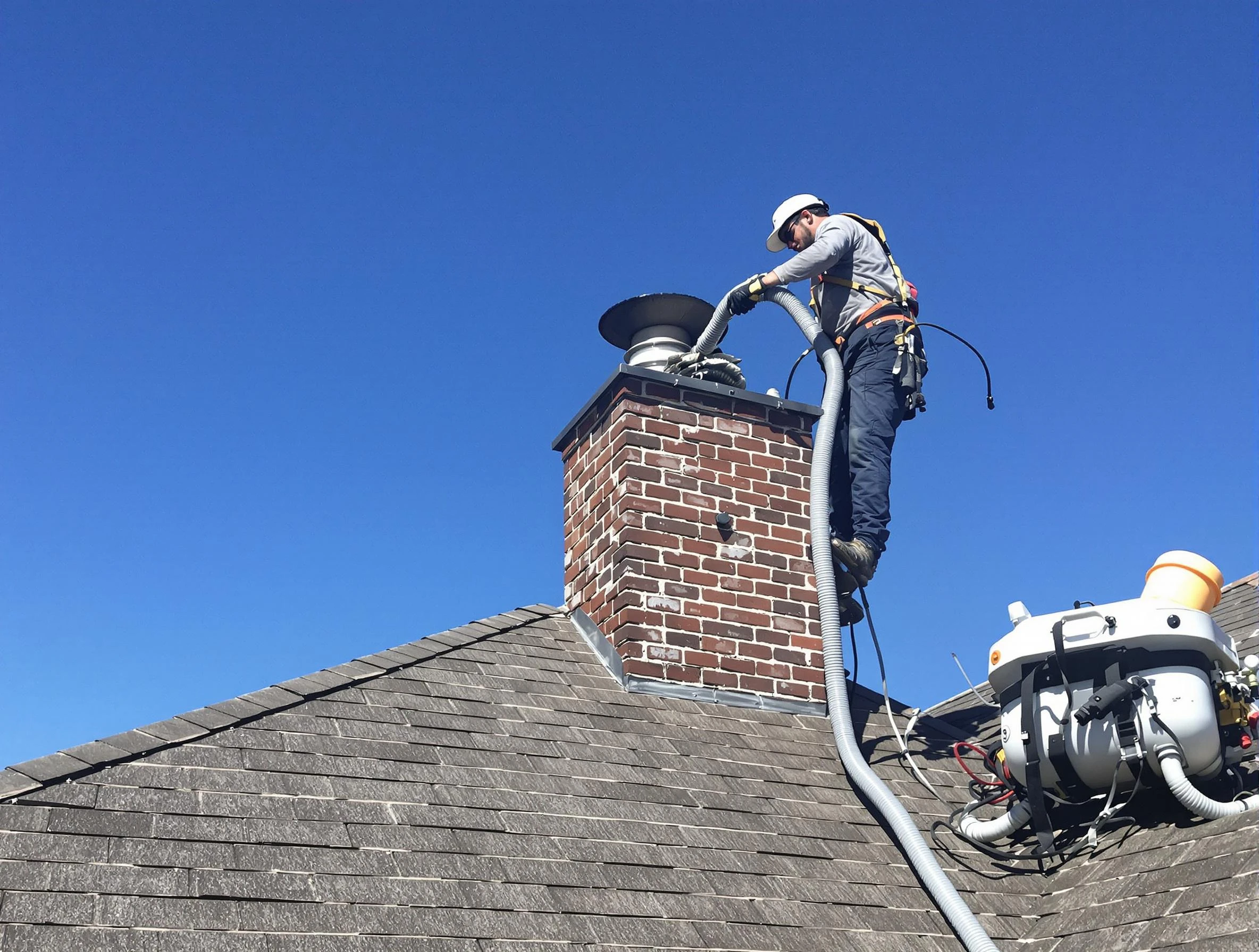 Dedicated Heber Chimney Sweep team member cleaning a chimney in Heber, UT