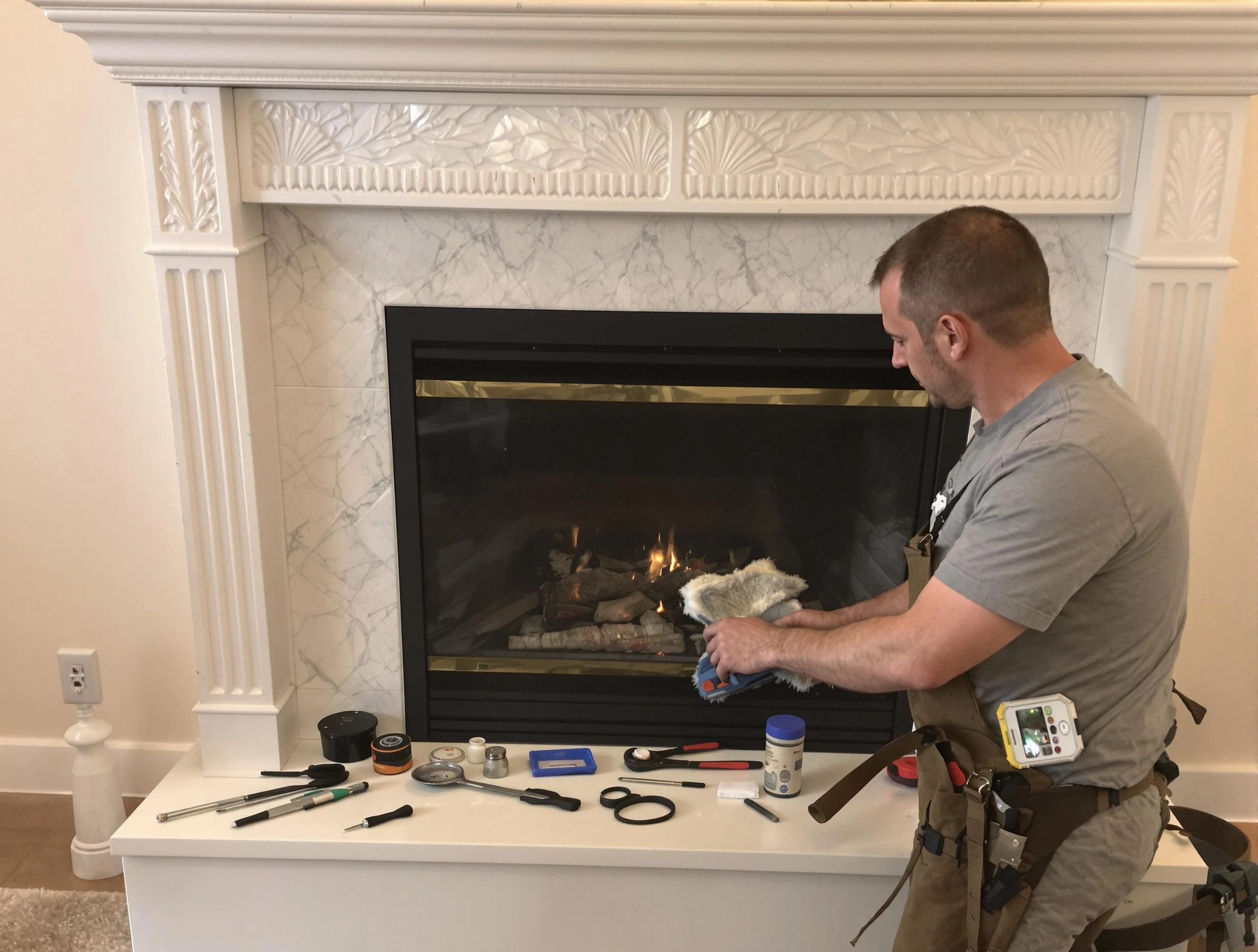 Heber Chimney Sweep performing fireplace maintenance in Heber, UT